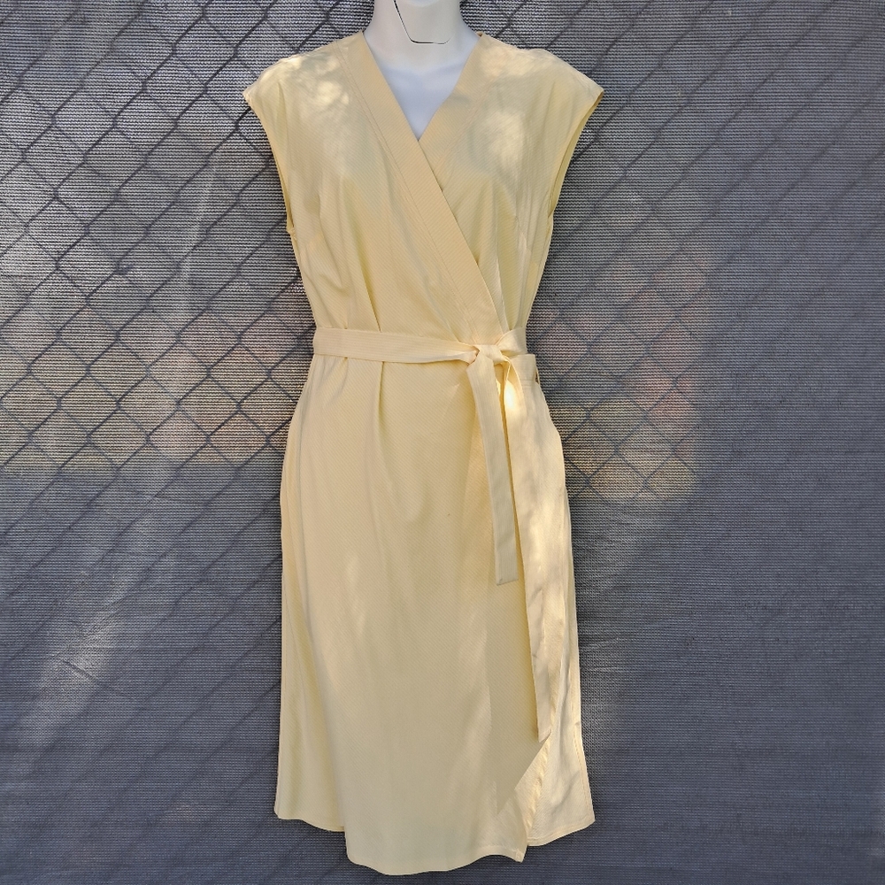 Athleta City Stripe Lunaria Yellow Newport Wrap Dress Women's XS
